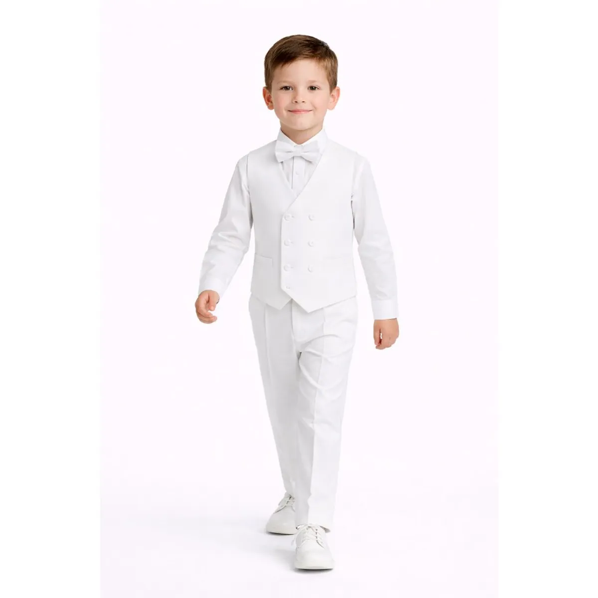 CONJUNTO BLANCO TRAJE FORMAL PANTALÓN CHALECO Y CORBATA - 1