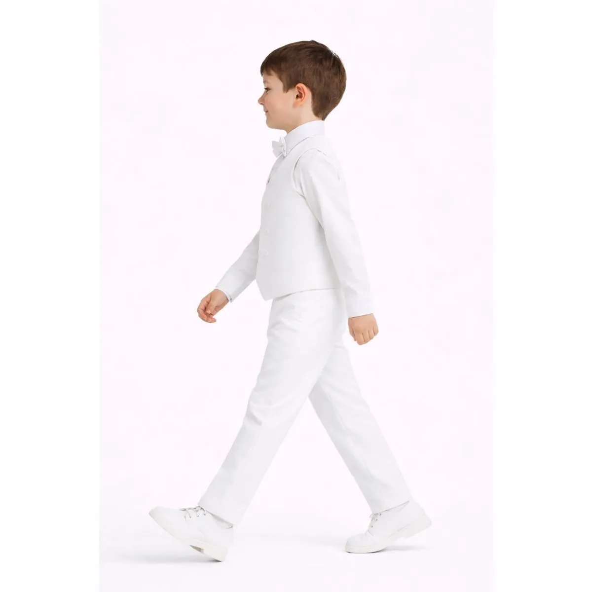 CONJUNTO BLANCO TRAJE FORMAL PANTALÓN CHALECO Y CORBATA - 5
