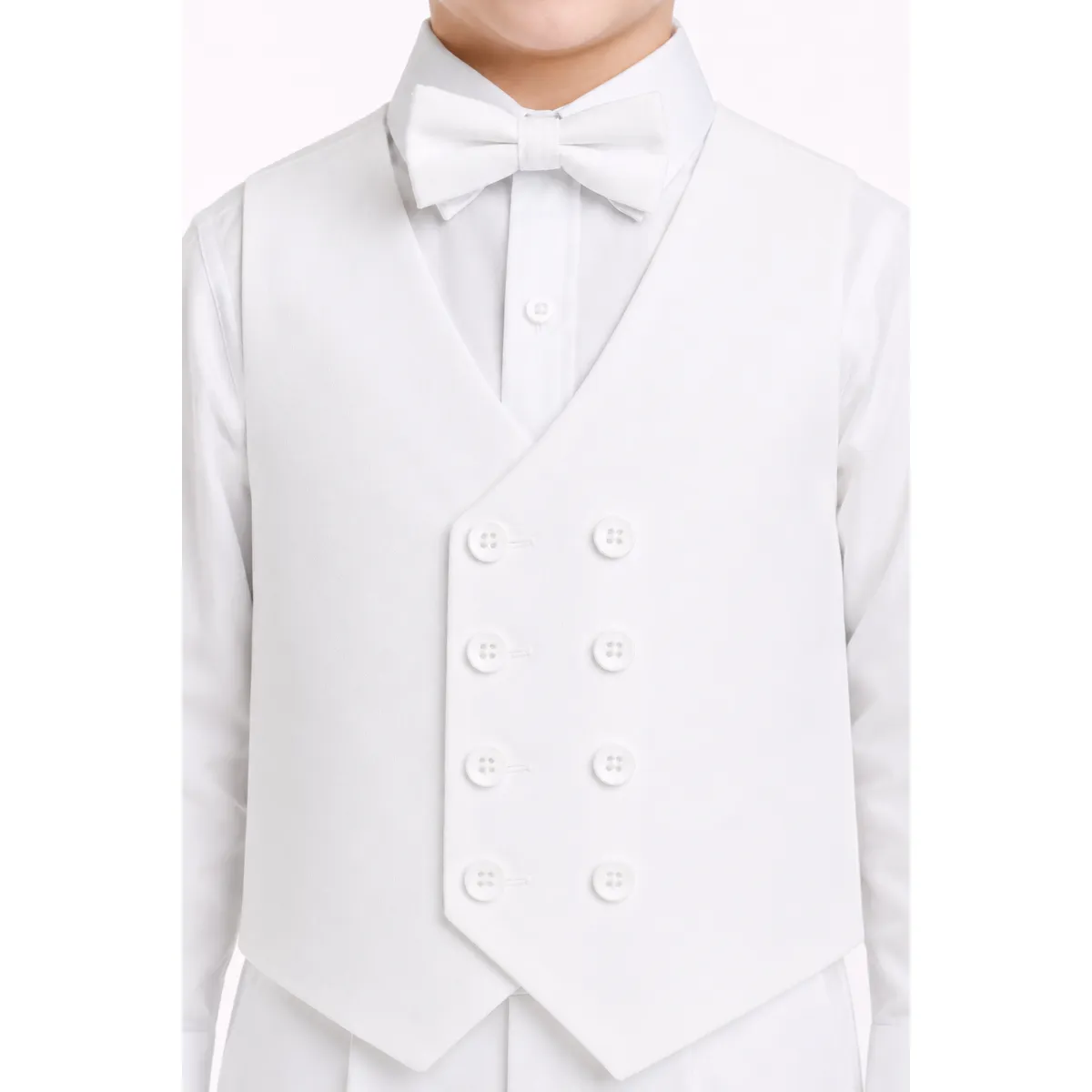 CONJUNTO BAUTIZO BLANCO TRAJE FORMAL PANTALÓN CHALECO Y CORBATA - 2