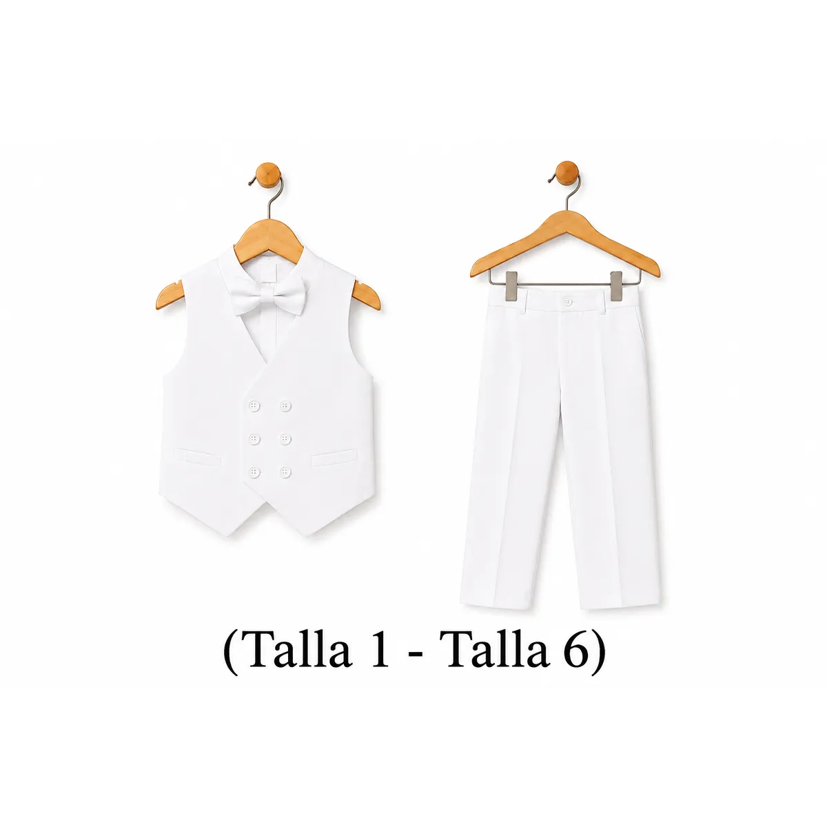 CONJUNTO BAUTIZO BLANCO TRAJE FORMAL PANTALÓN CHALECO Y CORBATA - 3