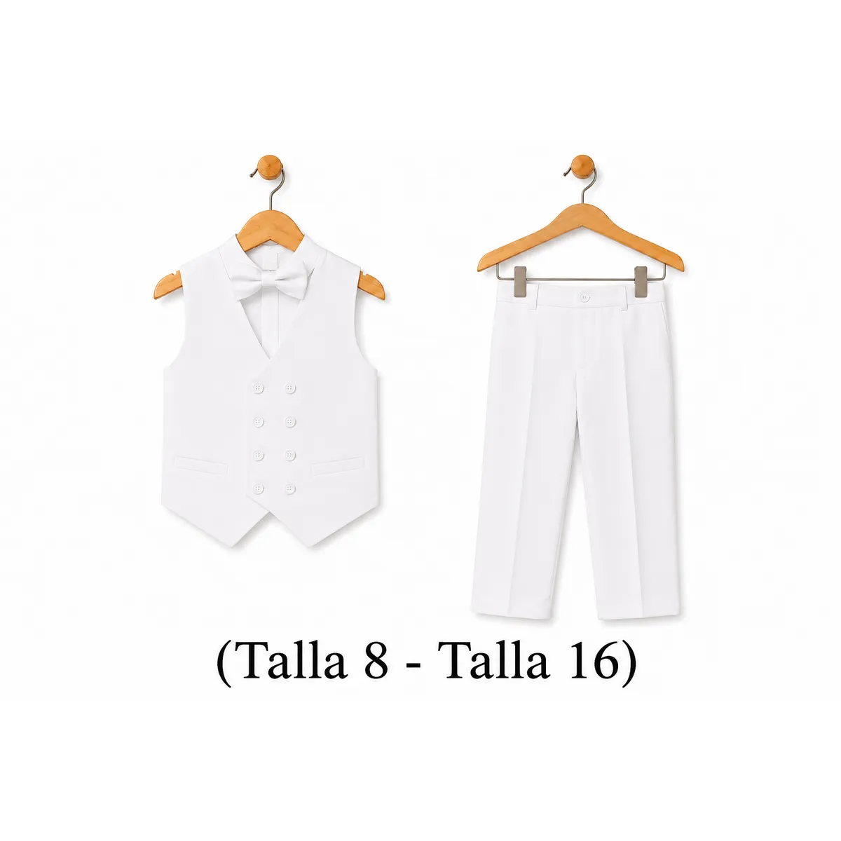 CONJUNTO BAUTIZO BLANCO TRAJE FORMAL PANTALÓN CHALECO Y CORBATA - 4