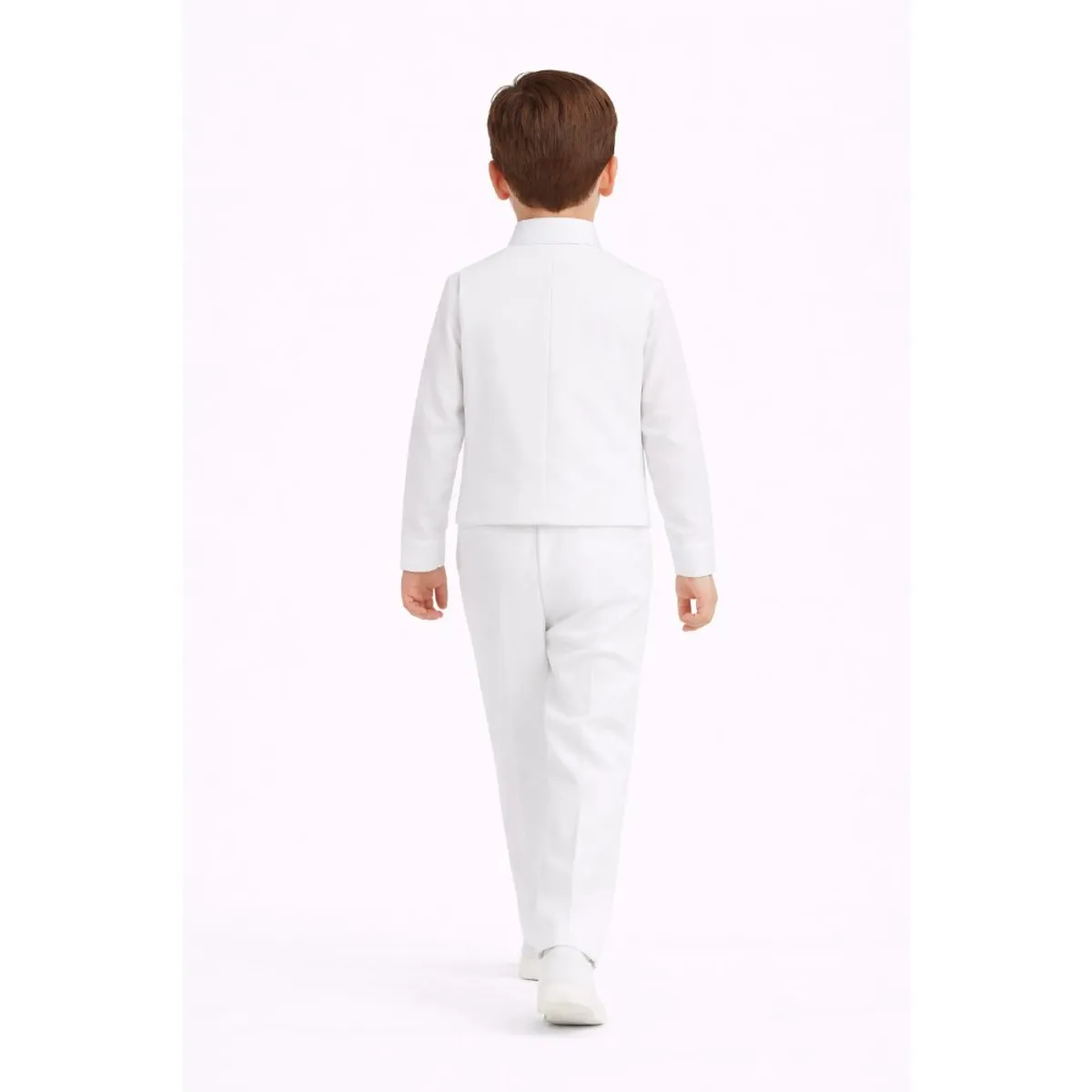 CONJUNTO BAUTIZO BLANCO TRAJE FORMAL PANTALÓN CHALECO Y CORBATA - 6