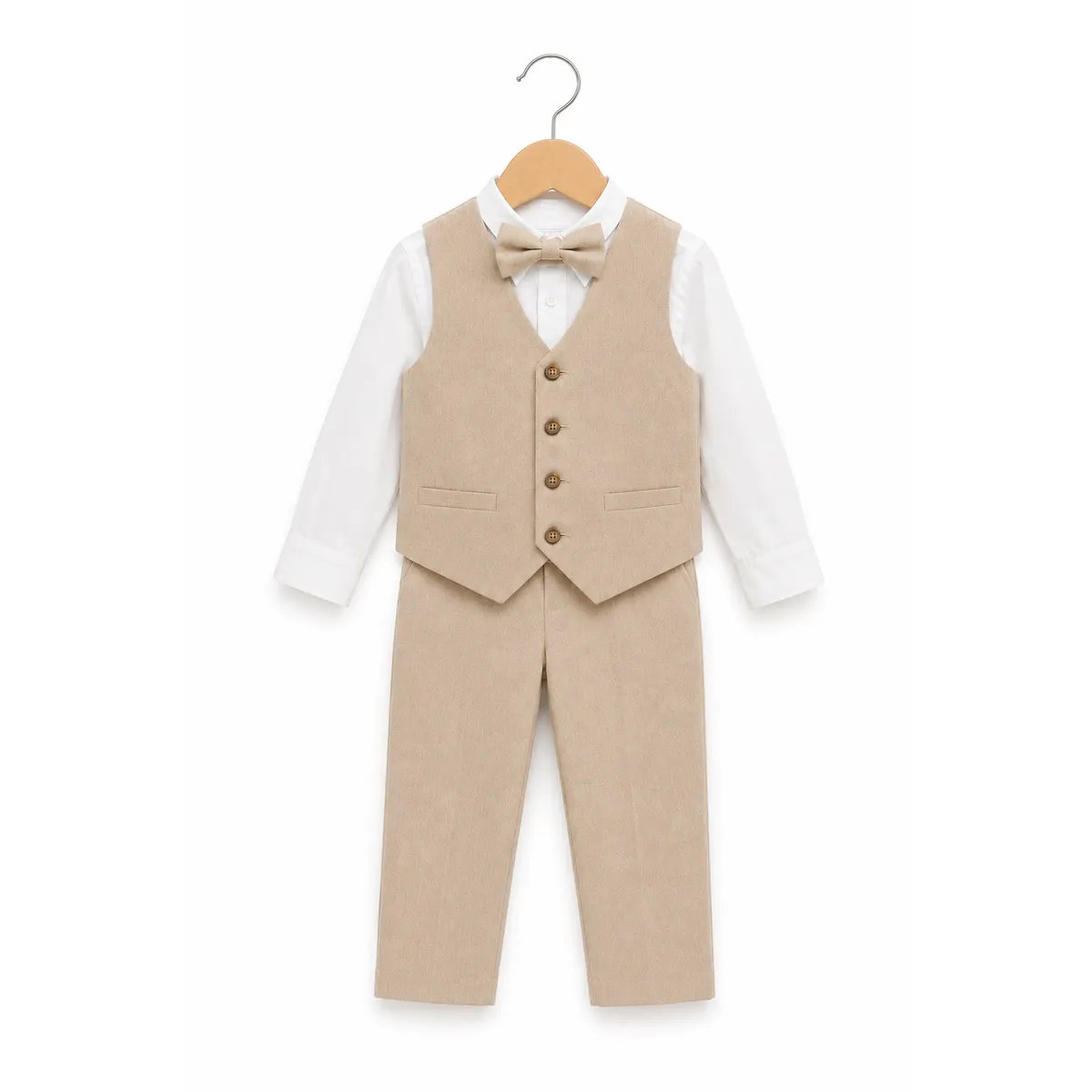 CONJUNTO BEIGE PANTALÓN CHALECO Y CORBATA - 1