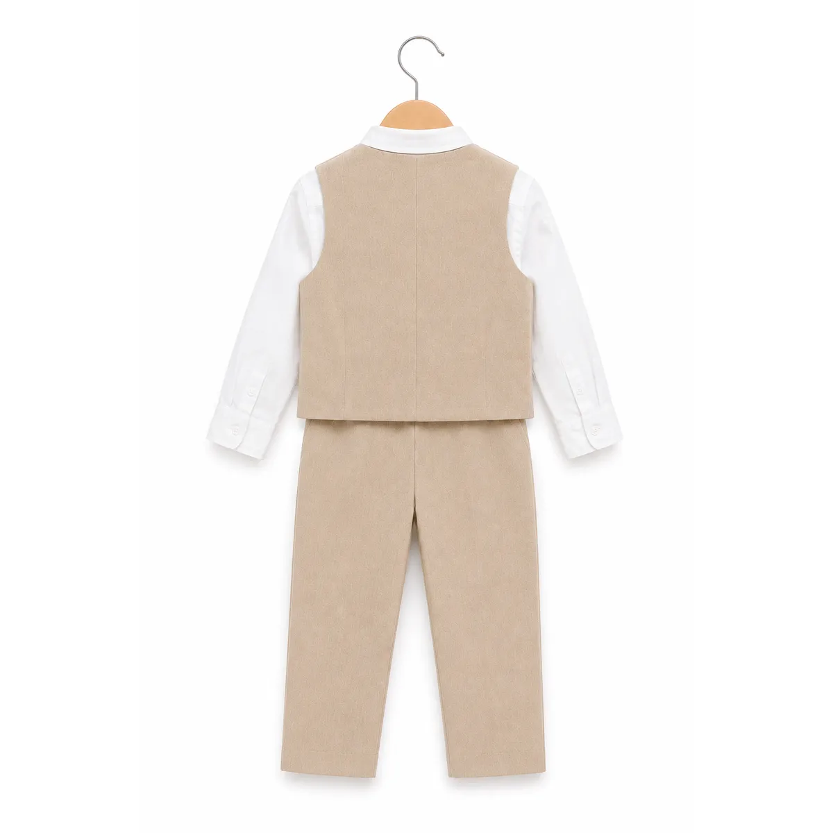 CONJUNTO BEIGE PANTALÓN CHALECO Y CORBATA - 2