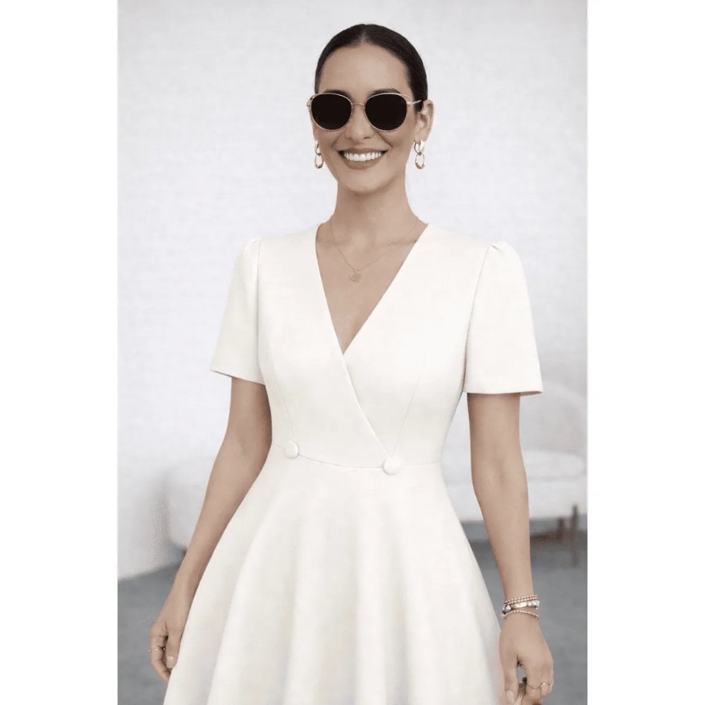 VESTIDO COCTEL CON BOTONES PERLA - 2