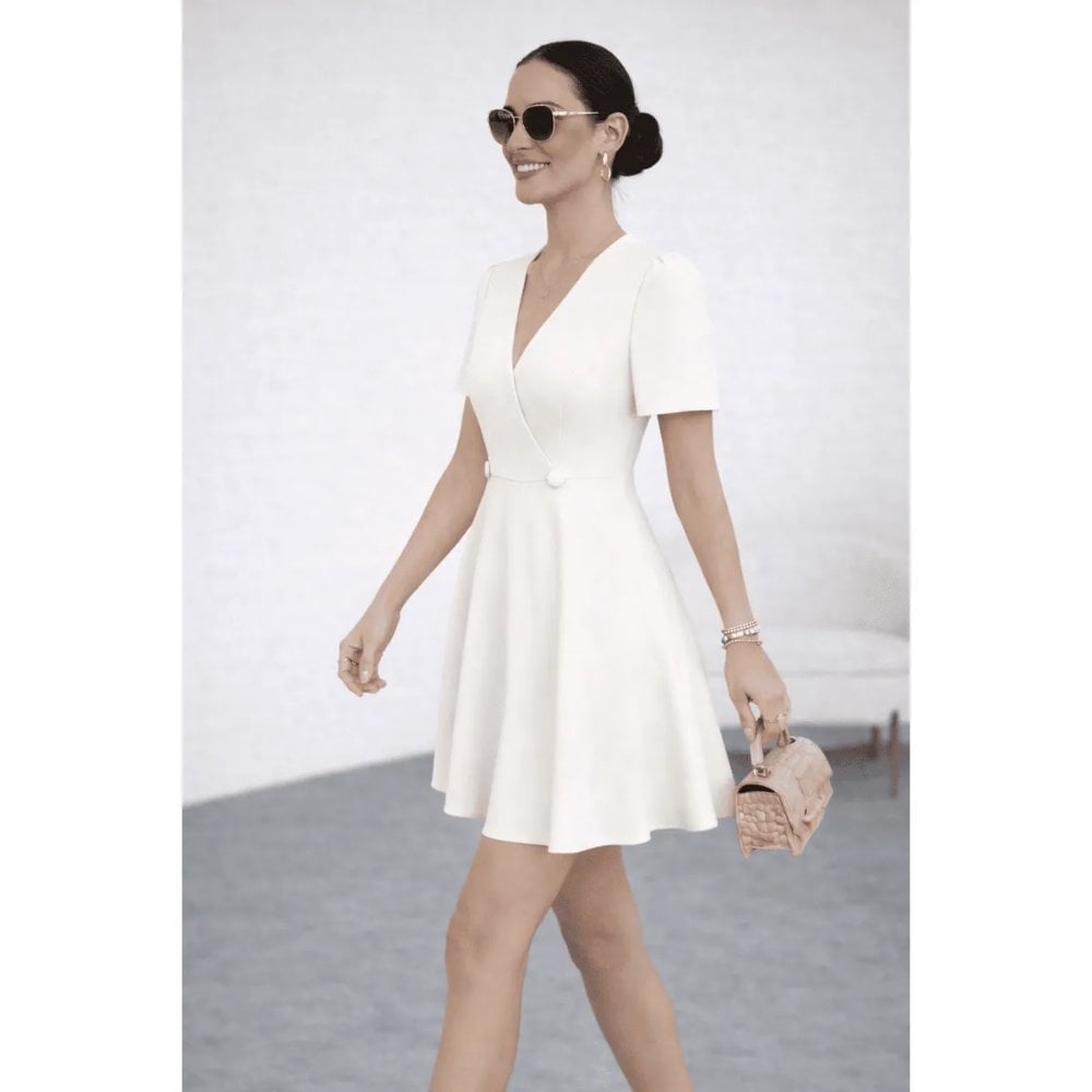 VESTIDO COCTEL CON BOTONES PERLA - 3