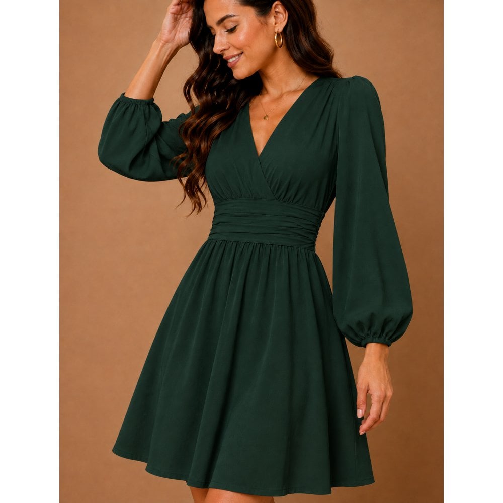 VESTIDO COCTEL VERDE B EN SEDA ITALIANA - 1
