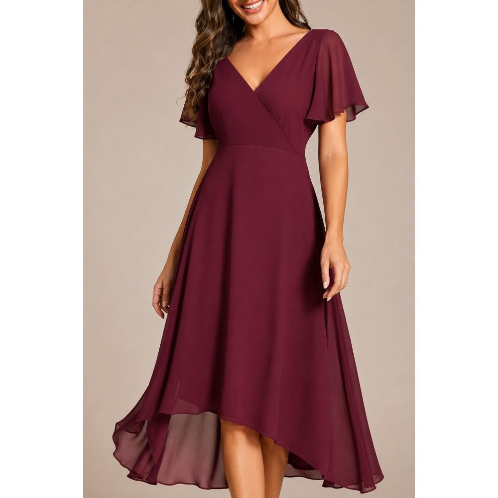 VESTIDO LARGO  ROJO VINO GASA - 2