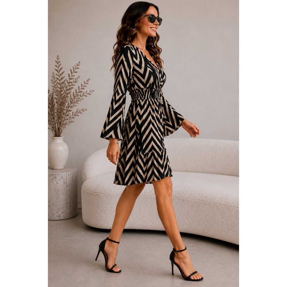 VESTIDO RAYAS SEDA ITALIAN NEGRO - 3