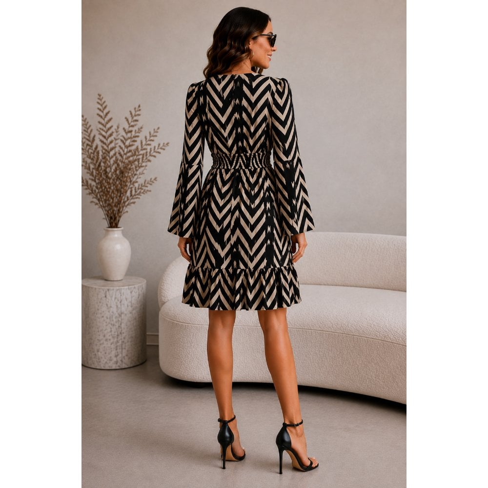 VESTIDO RAYAS SEDA ITALIAN NEGRO - 4