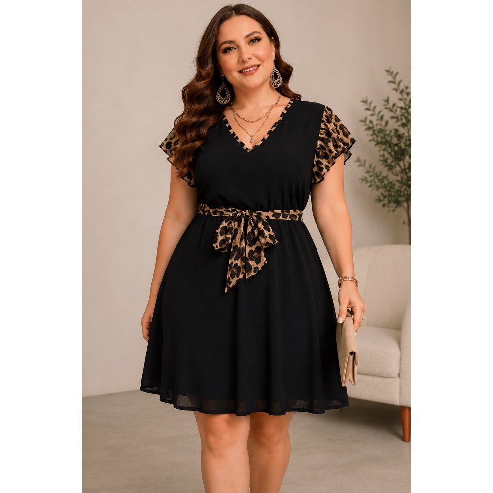 VESTIDO COCTEL MANGA CORTA PRINT - 1