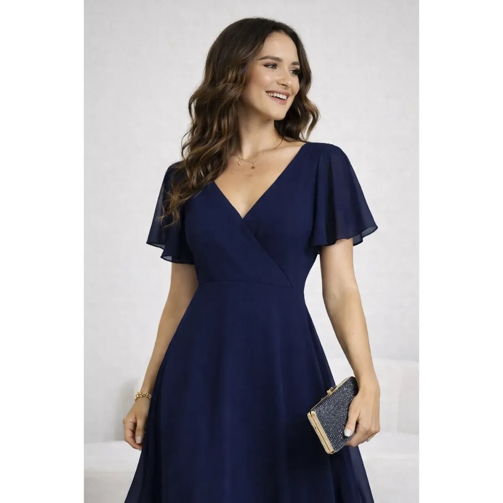 VESTIDO DE GASA ELEGANTE AZUL - 2
