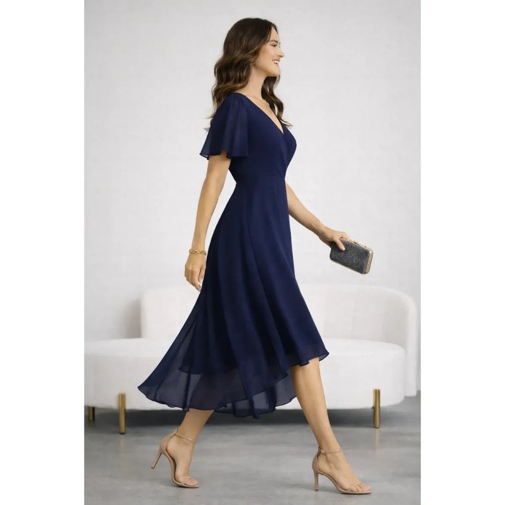 VESTIDO DE GASA ELEGANTE AZUL - 3