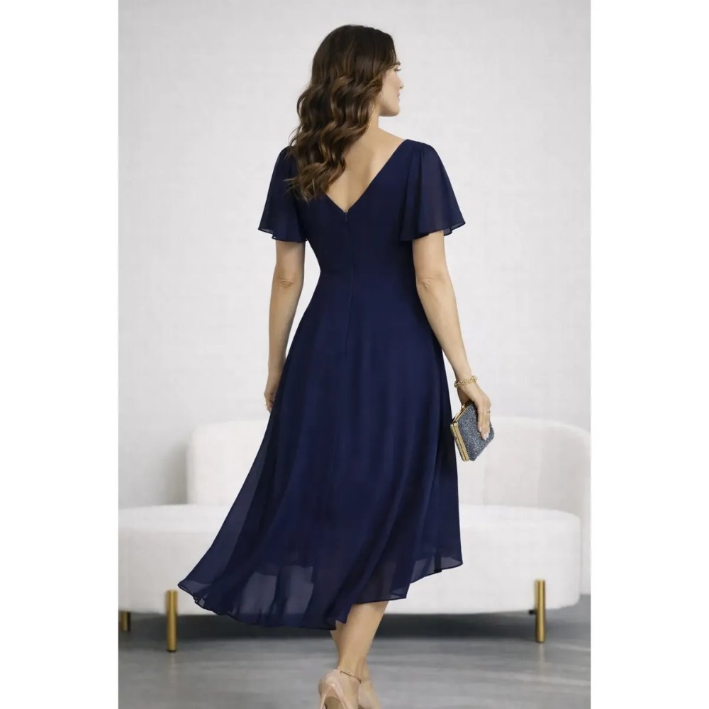 VESTIDO DE GASA ELEGANTE AZUL - 4