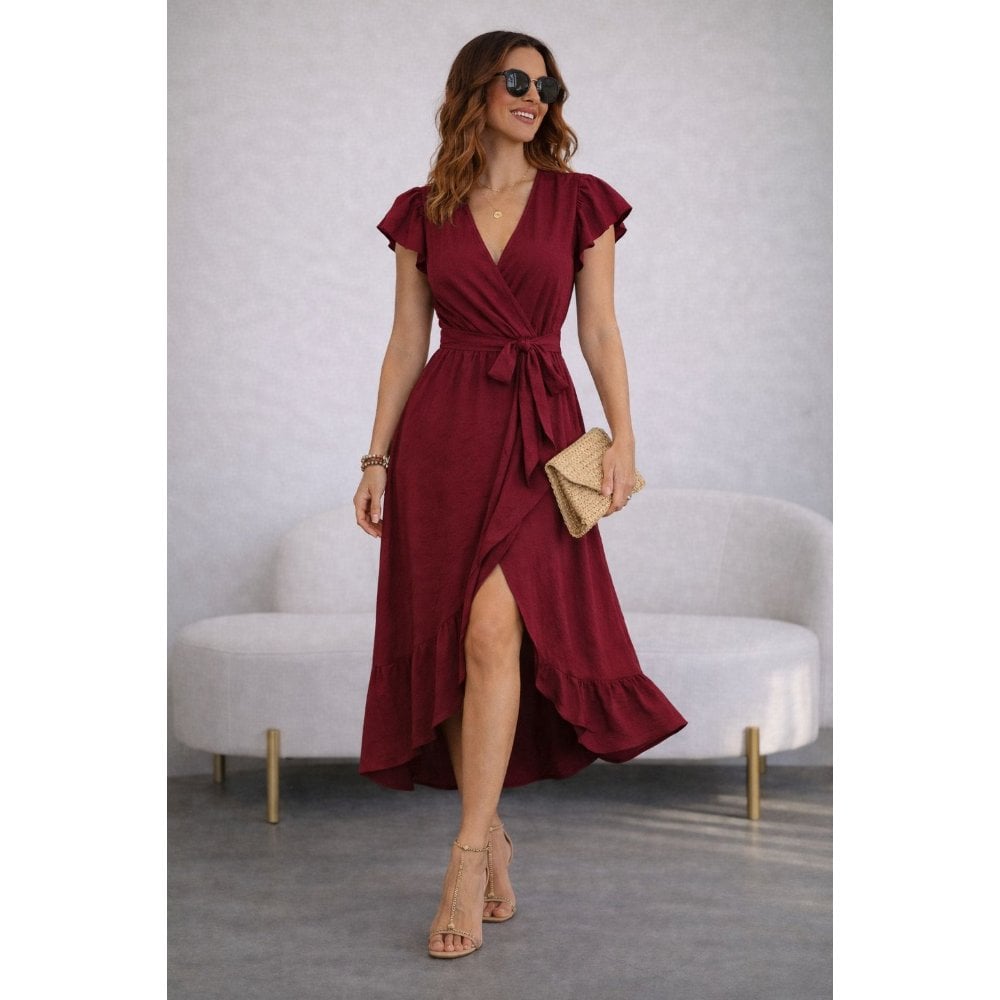 VESTIDO ROJO VINO DE VIENA ELEGANTE - 1