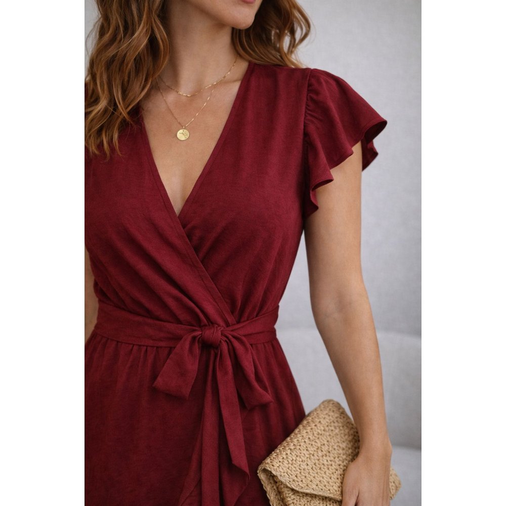 VESTIDO ROJO VINO DE VIENA ELEGANTE - 2