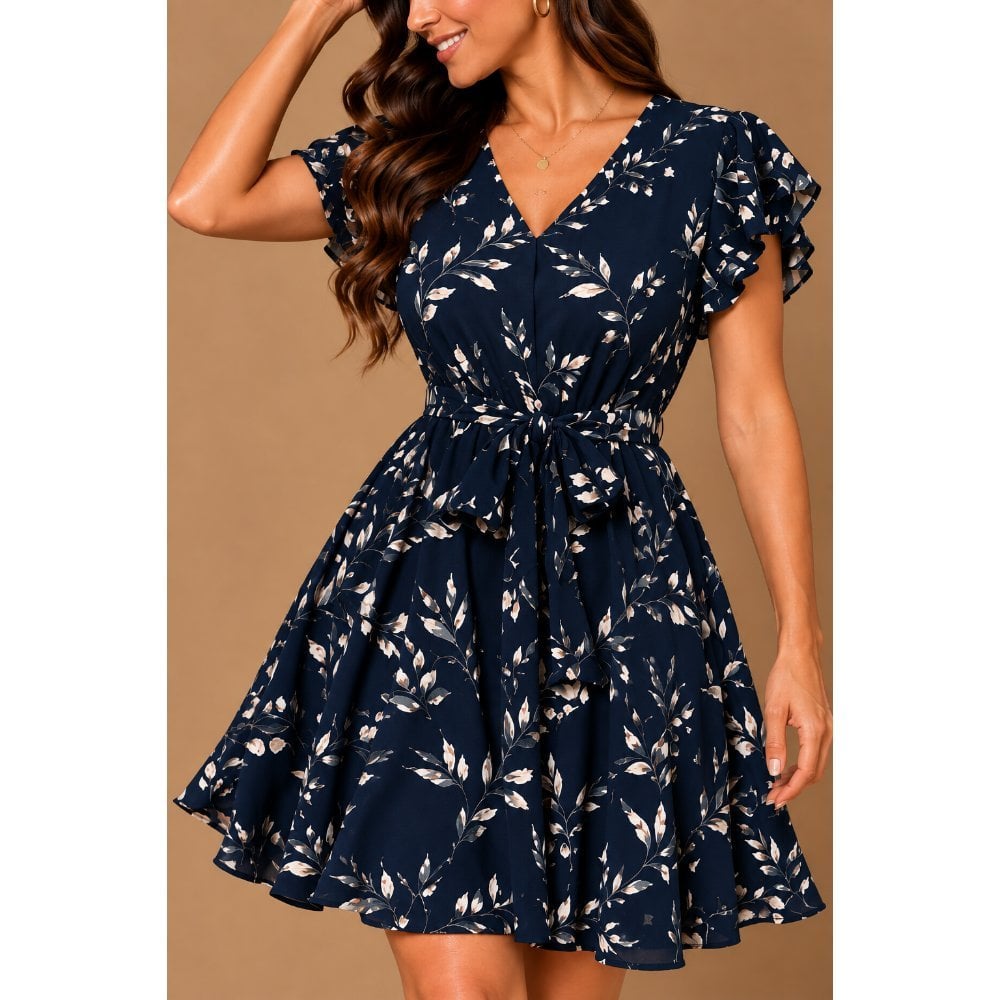 VESTIDO COCTEL FLOREADO CON LAZO - 2