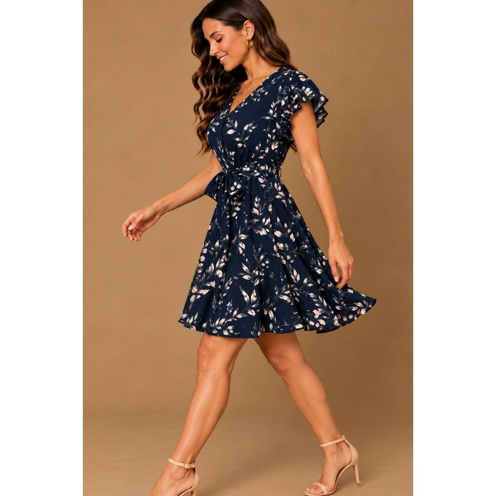 VESTIDO COCTEL FLOREADO CON LAZO - 3