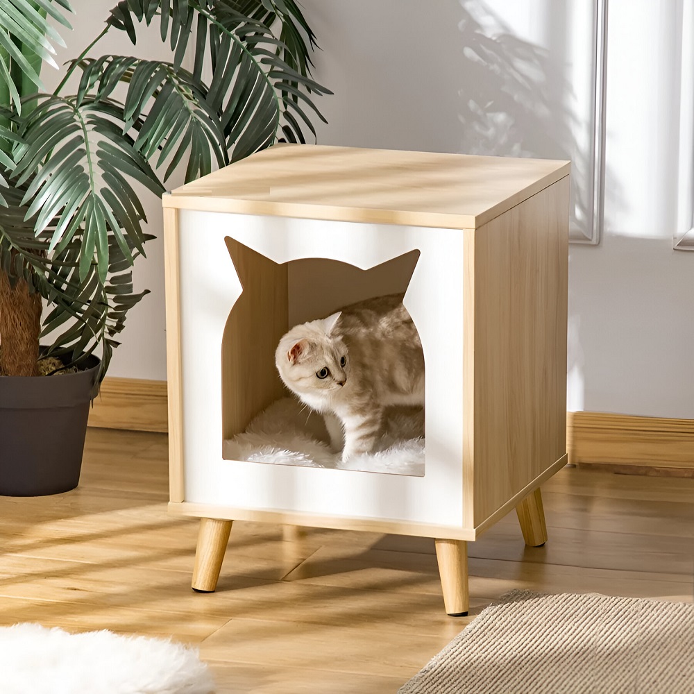 MESA AUXILIAR MASCOTA SALIRA COLOR CARVALO Y BLANCO 73 EXPERIENCE - 2