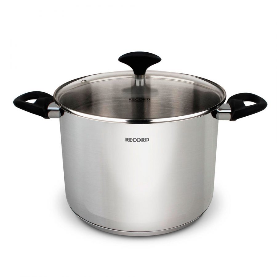 OLLA RECORD 1832240001 PLATEADO ALTA ACERO INOXIDABLE GIA PLUS TAPA VIDRIO N°24 8 L - 1