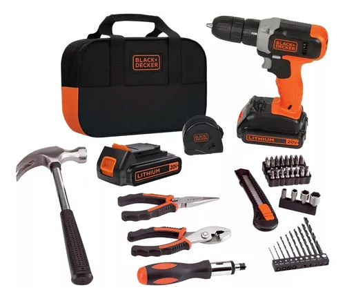 KIT TALADRO ATORNILLADOR 20V + 54 PIEZAS BLACK+DECKER - 1