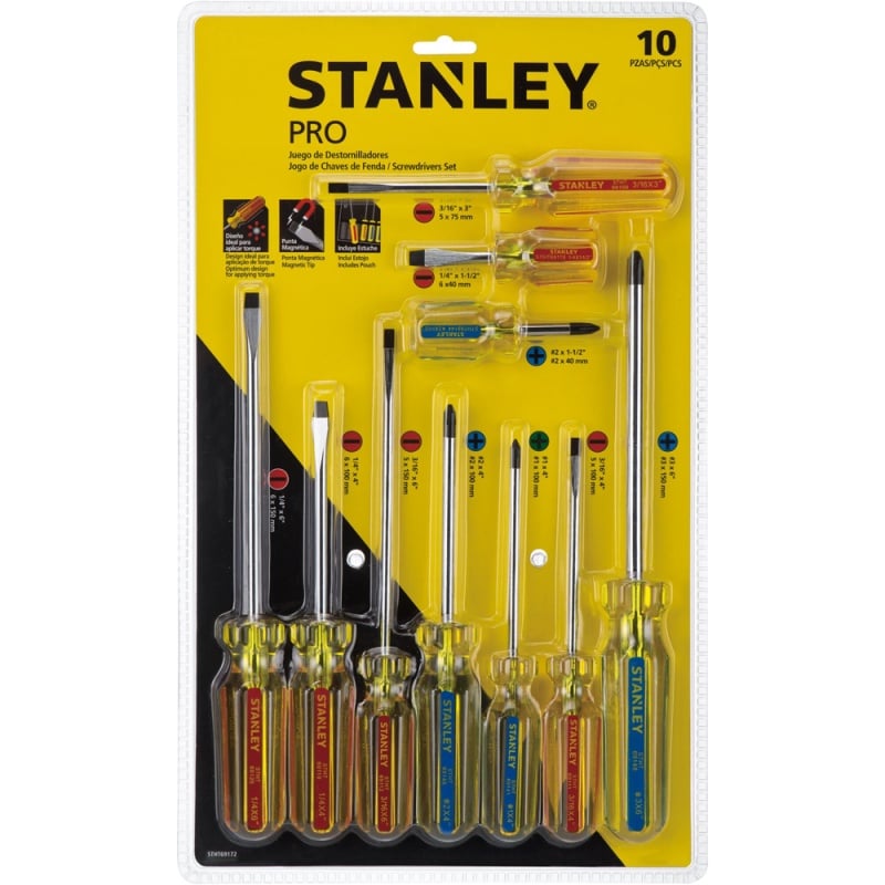JUEGO DE DESTORNILLADORES PRO 10 PIEZAS STANLEY - STHT69172 - 1