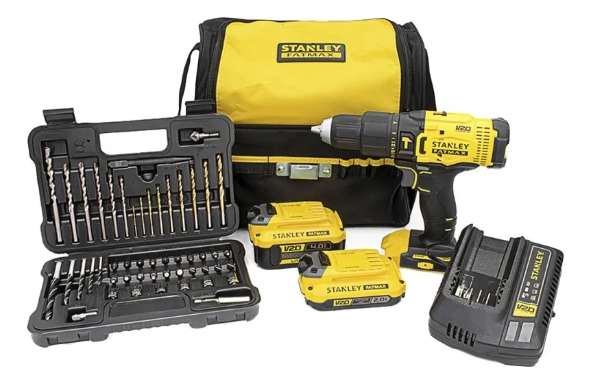 TALADRO PERCUTOR 1/2' 20V INC 2 BAT Y CARG + 50 PZ + BOLSO STANLEY - SCD711DMSA-B2 - 1
