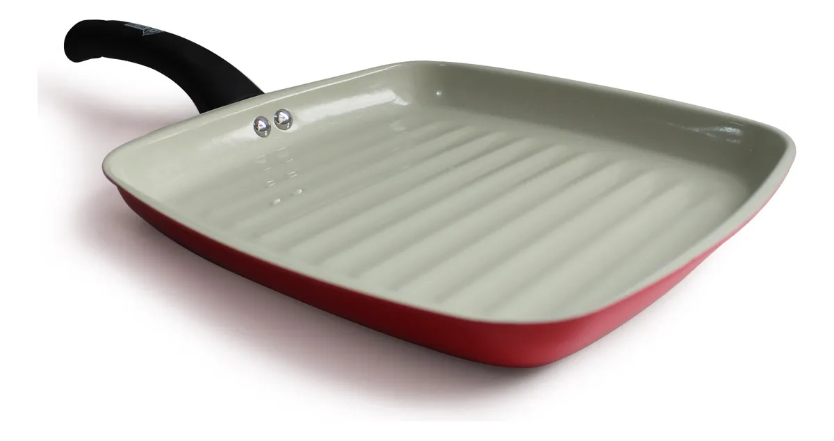 SARTÉN ASADOR RECORD CUADRADO CERÁMICA N 28 ROJO - 1