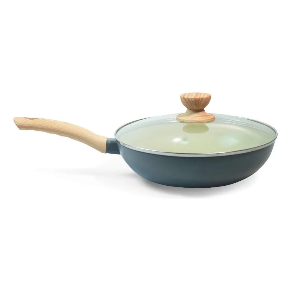 SARTEN RECORD WOK CERAMICA WOOD TAPA DE VIDRIO N°26 GRIS CLARO - 2