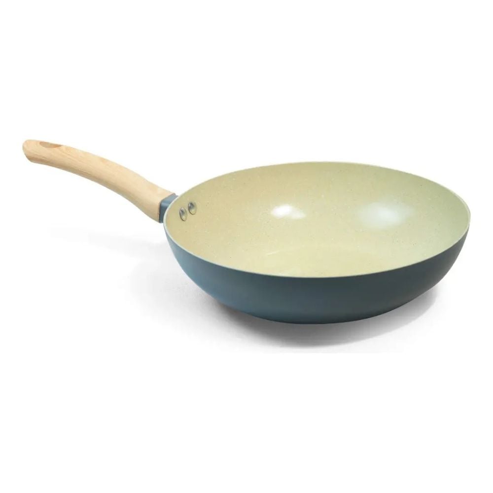 SARTEN RECORD WOK CERAMICA WOOD TAPA DE VIDRIO N°26 GRIS CLARO - 3