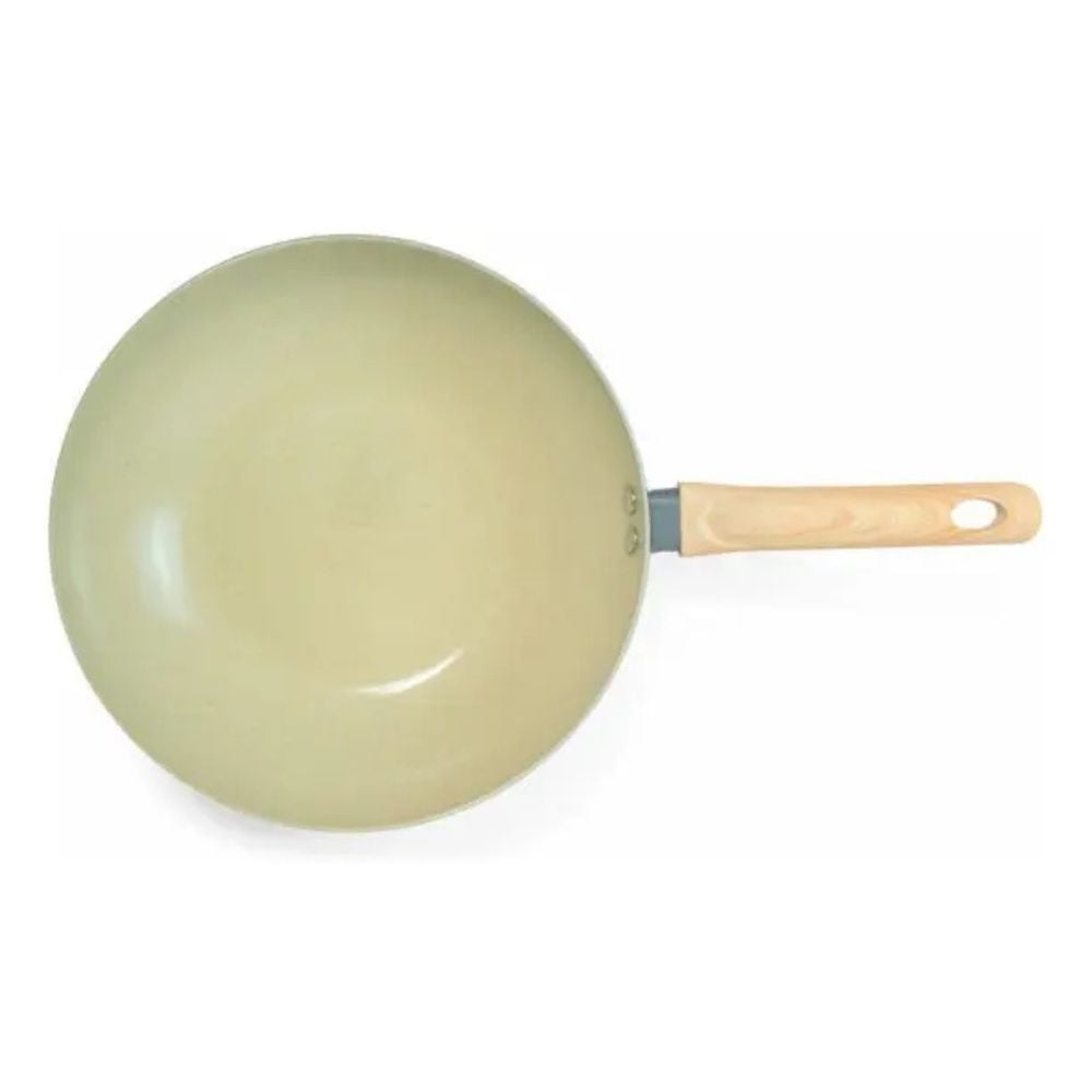 SARTEN RECORD WOK CERAMICA WOOD TAPA DE VIDRIO N°26 GRIS CLARO - 5