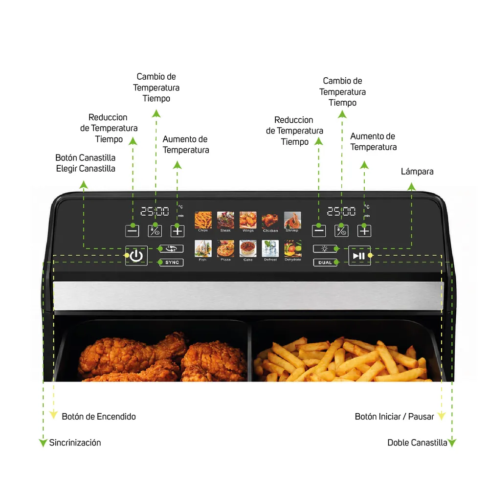 FREIDORA DE AIRE TAURUS 11L DOUBLE AIR FRYER - 3