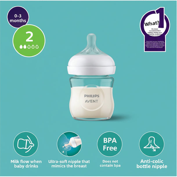 BIBERÓN NATURAL DE VIDRIO RESPONSE 3.0 4OZ/120ML FLOW 2 - 0M PHILIPS AVENT - 5