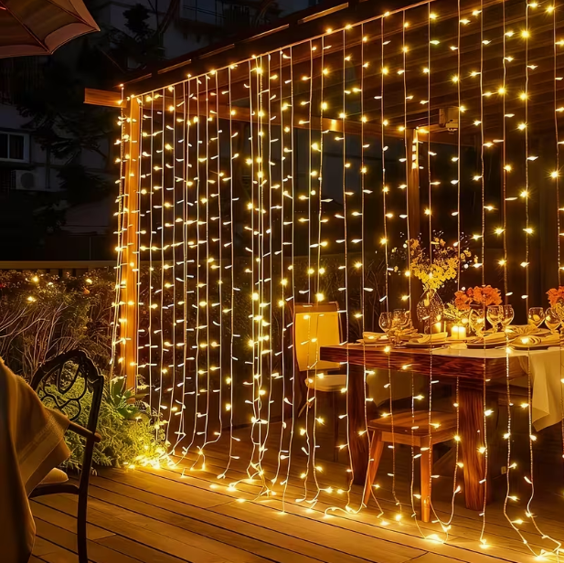 LUCES CORTINA NAVIDAD AMBAR - 1