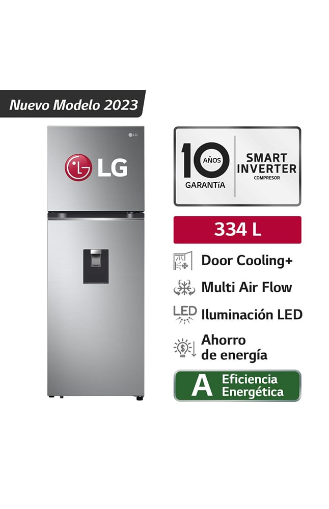 REFRIGERADORA LG TOP FREEZER NO FROST 335LT CON DOORCOOLING GT33WPP PLATEADA - 1