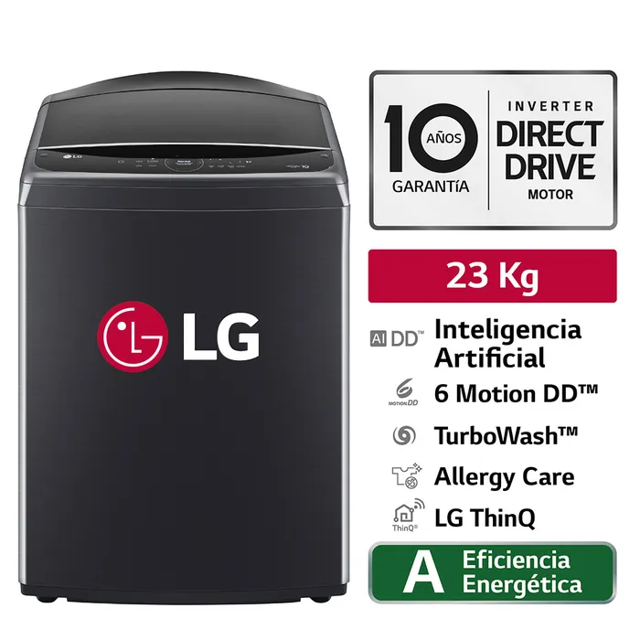 LAVADORA LG 23KG AI DD WT23PBVS6 NEGRO PLATEADO - 1