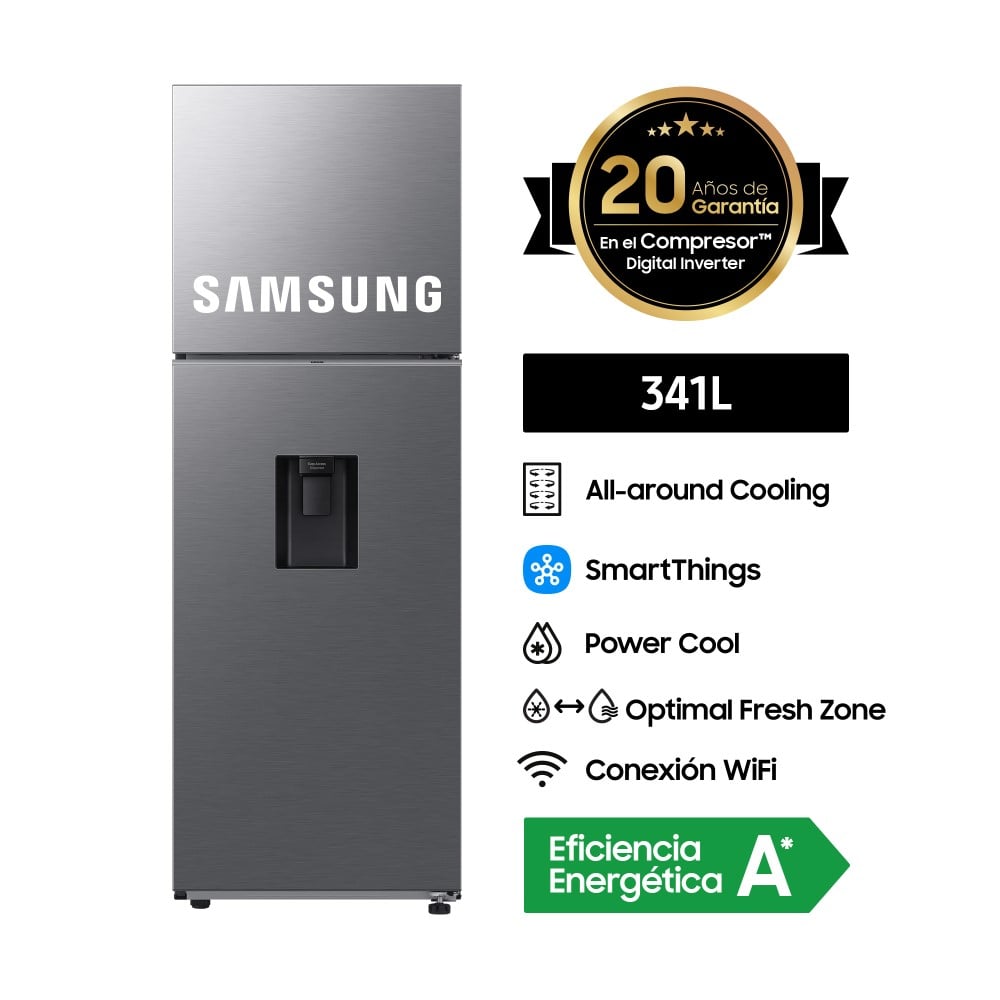REFRIGERADORA SAMSUNG 341LT TOP MOUNT FREEZER CON DISPENSADOR SILVER - 1