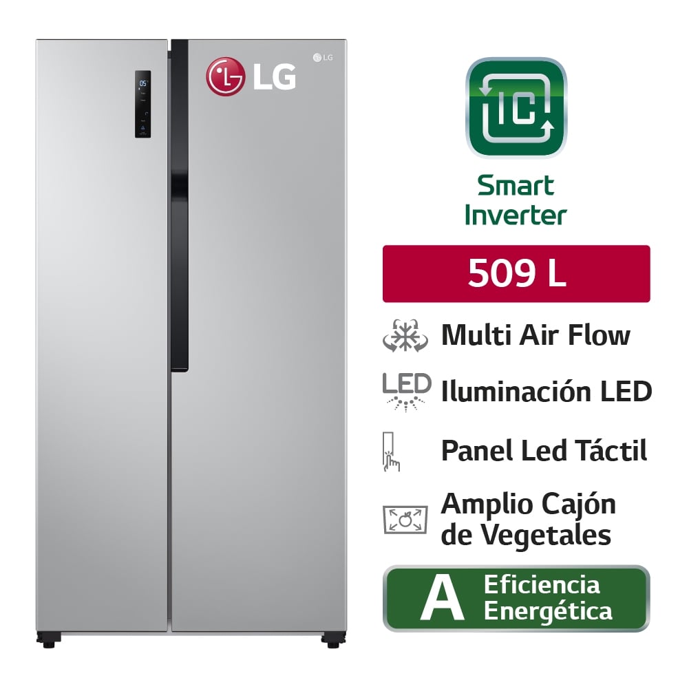 REFRIGERADORA LG SIDE BY SIDE NO FROST 509LT MULTI AIR FLOW LS51BPP PLATEADO - 1