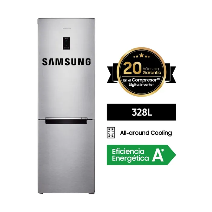 REFRIGERADORA SAMSUNG RB33J3230SA/PE BOTTOM FREEZER NO FROST 328LT ALL AROUND COOLING PLATEADO - 1