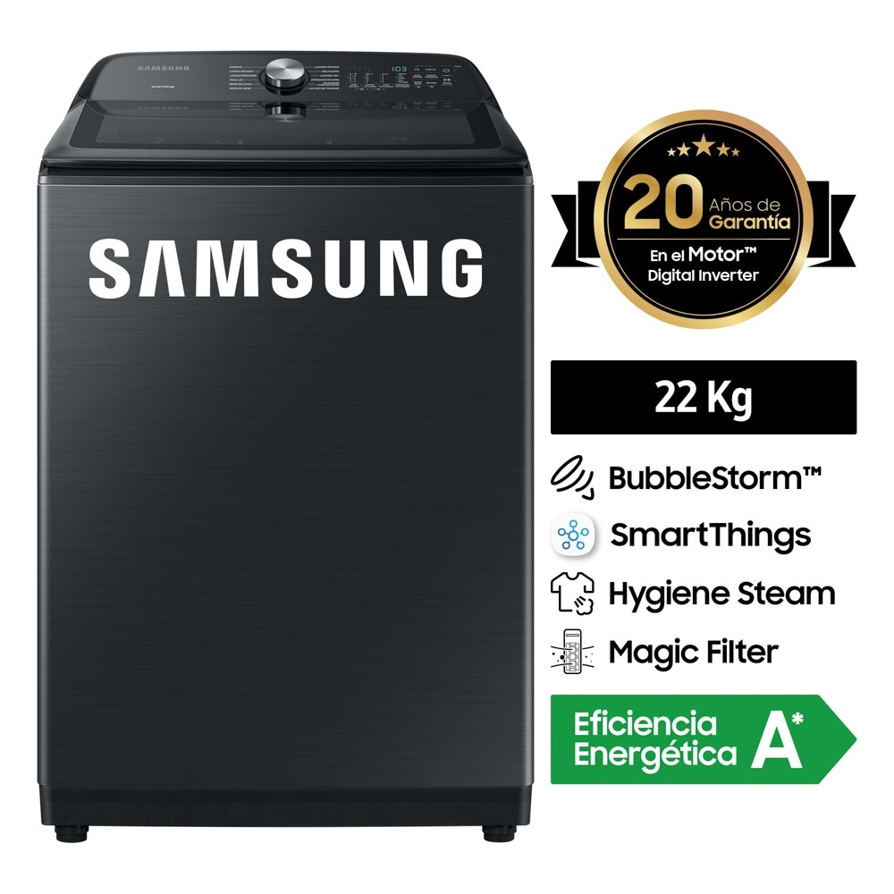 LAVADORA SAMSUNG BUBBLESTORM 22KG CON SMARTTHINGS WA22A8377GV - 1