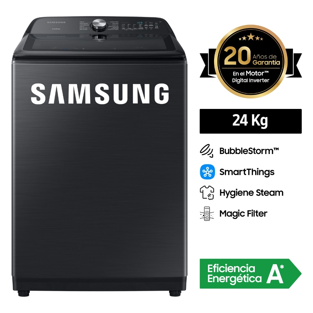 LAVADORA SAMSUNG BUBBLESTORM 24KG CON SMARTTHINGS WA24A8377GV - 1