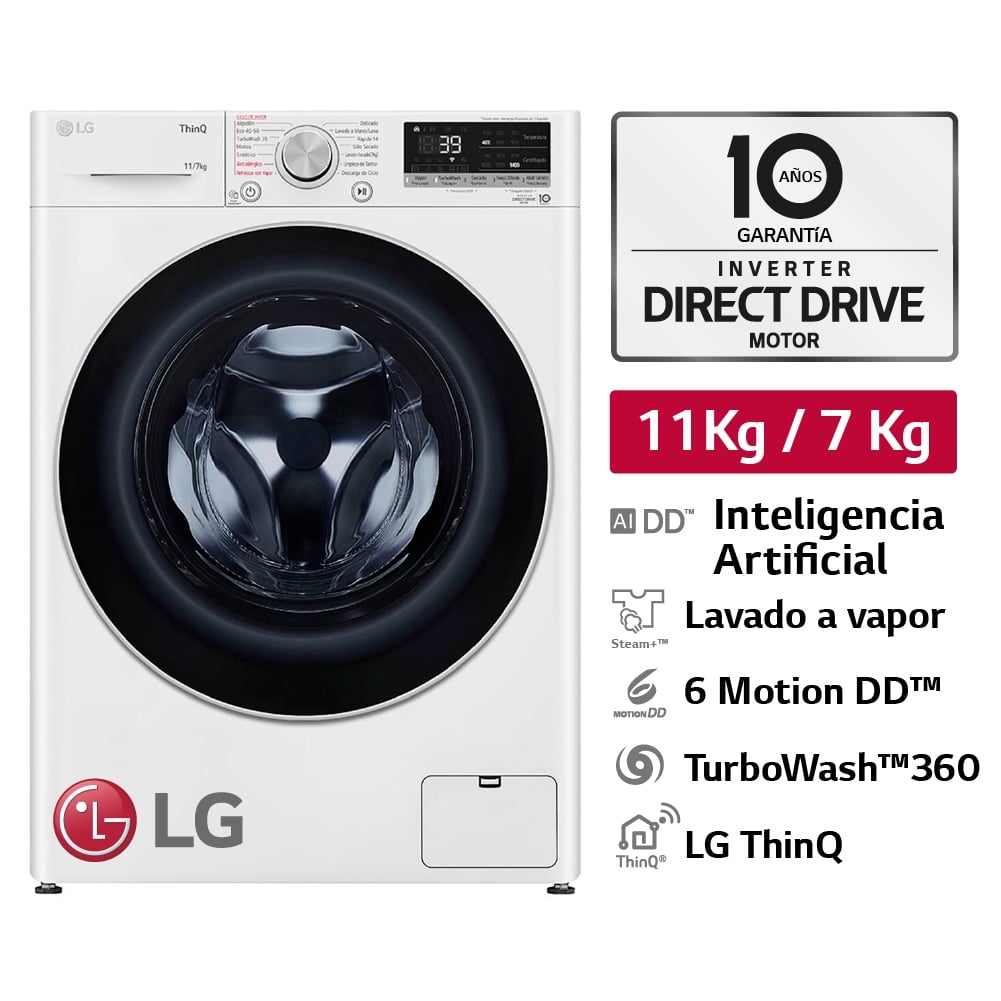 LAVASECA LG AI DD 11/7KG WD11WVC3S6 BLANCA - 1