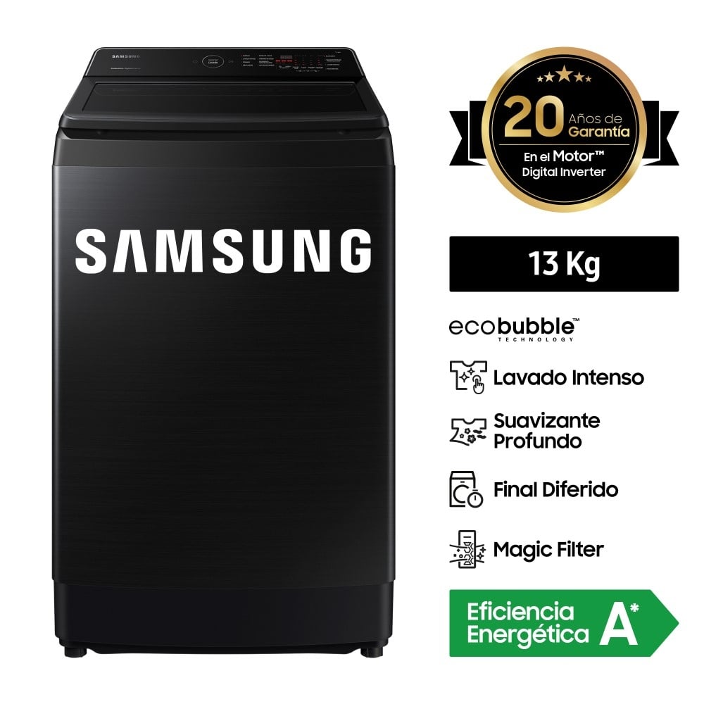 LAVADORA SAMSUNG ECOBUBBLE 13KG WA13CG5441BVPE NEGRO - 1