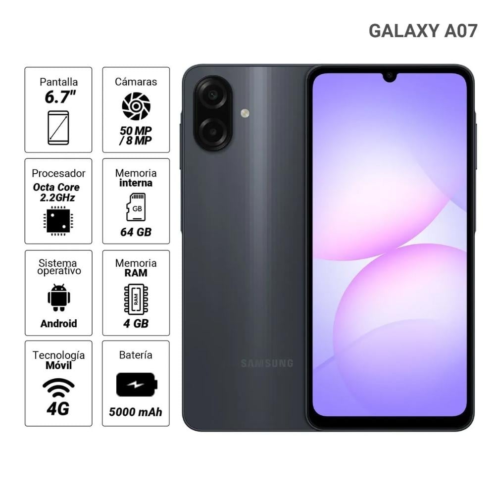 CELULAR SAMSUNG GALAXY A07 4GB 64GB NEGRO - 4