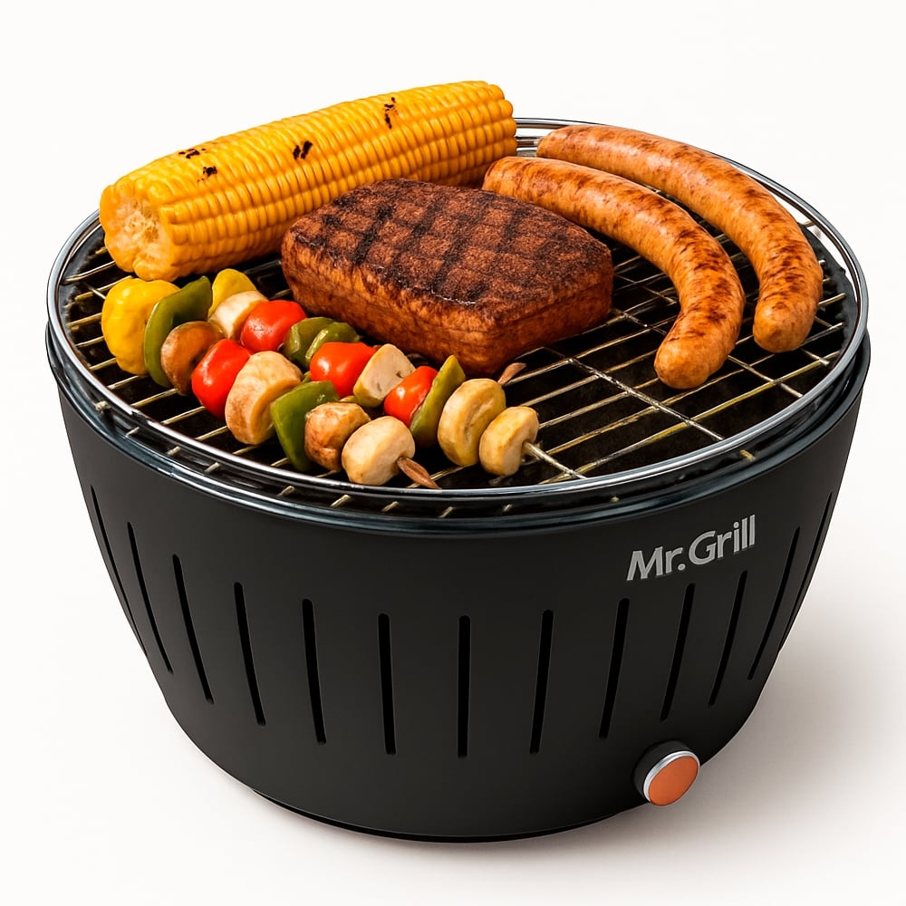PARRILLA PORTÁTIL MR. GRILL TURBO GRILL SMOKELESS BBQ NEGRO - 3