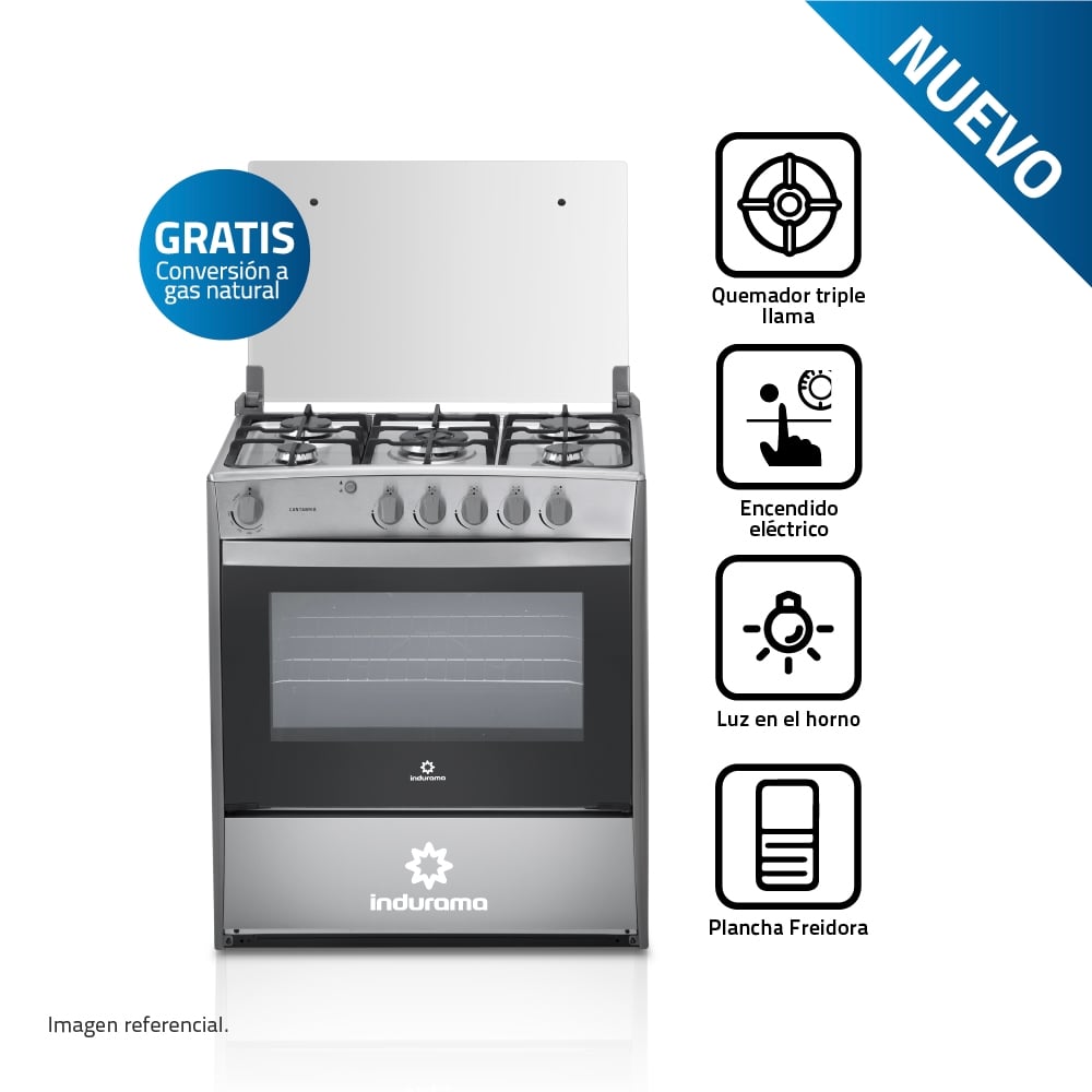 COCINA INDURAMA CANTABRIA 5 HORNILLAS CROMA - 1