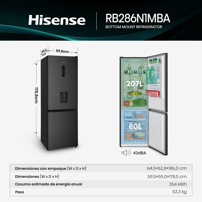 REFRIGERADOR HISENSE 287LT RB286N1MBA - 3