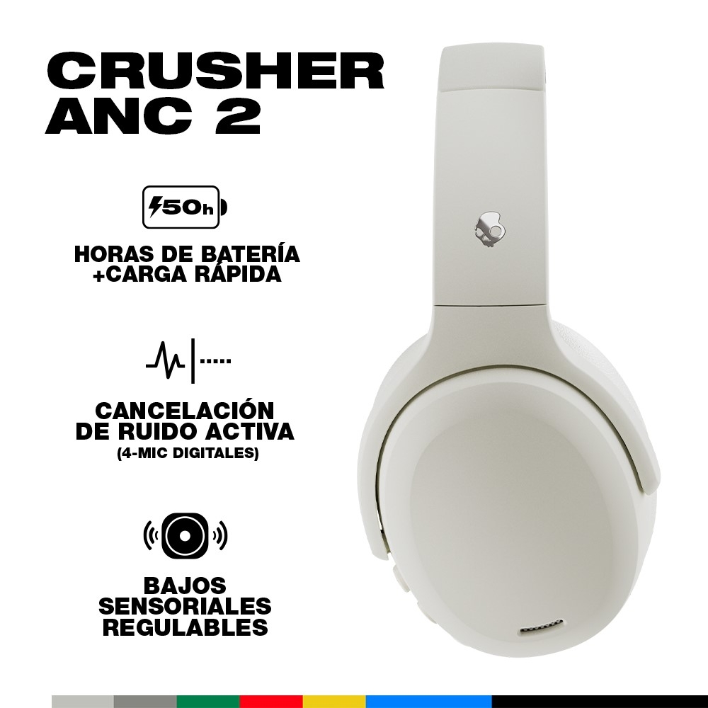 AUDÍFONOS OVER EAR SKULLCANDY CRUSHER ANC 2 BONE - 2