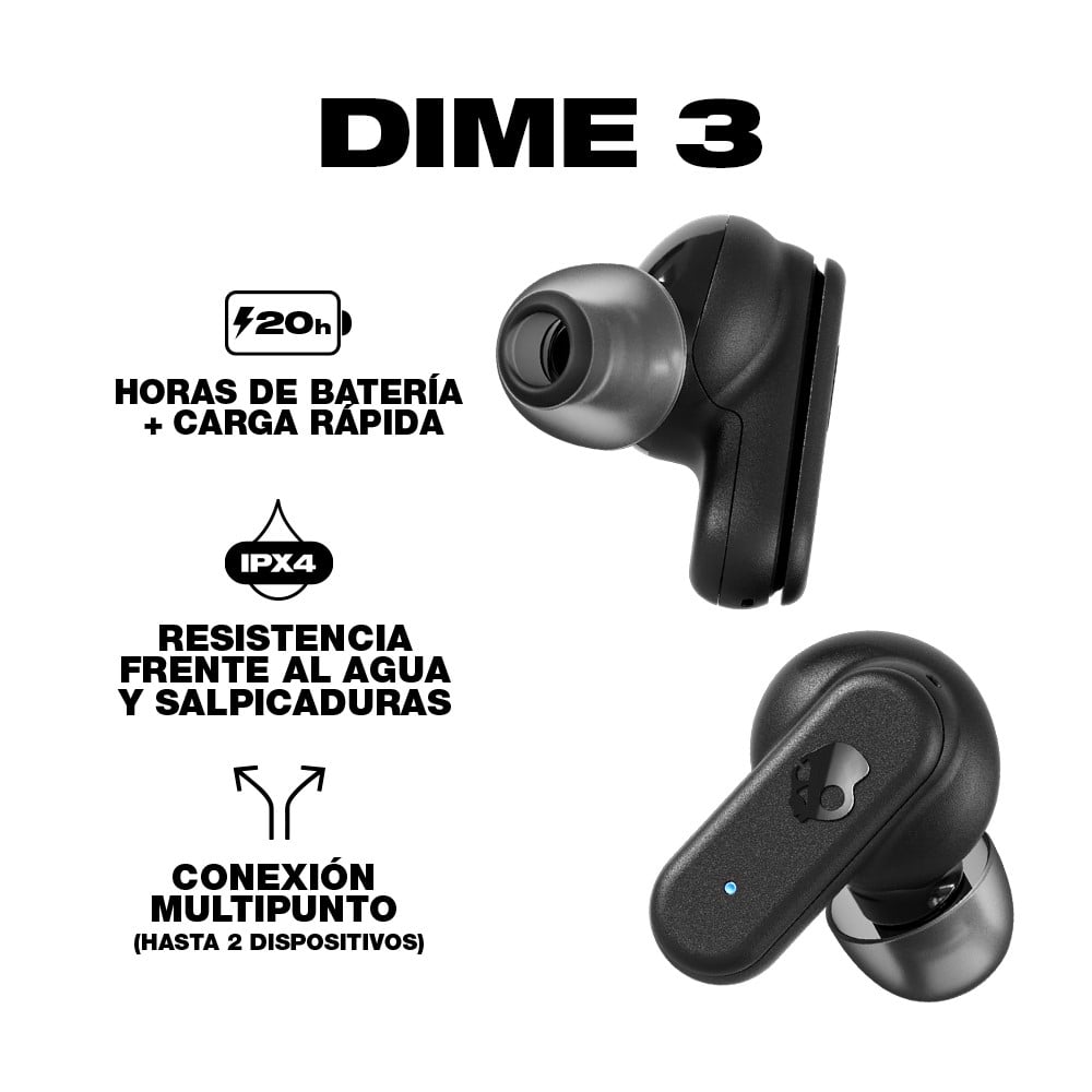 AUDÍFONOS TRUE WIRELESS SKULLCANDY DIME 3 BLACK - 3