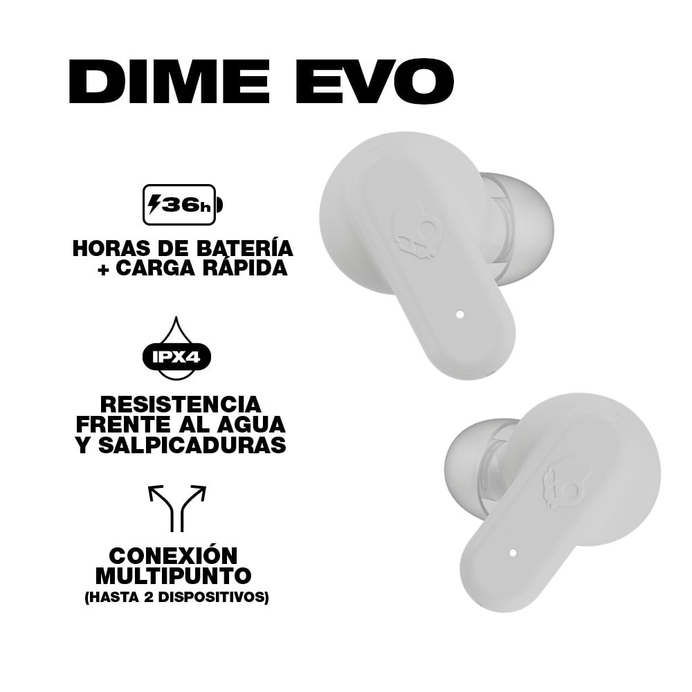 AUDÍFONOS TRUE WIRELESS SKULLCANDY DIME EVO BONE - 2